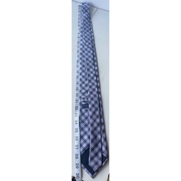 Club Room Men's Dress Shirt Tie Purple Plaid Pattern 100% Silk - Picture 5 of 9
